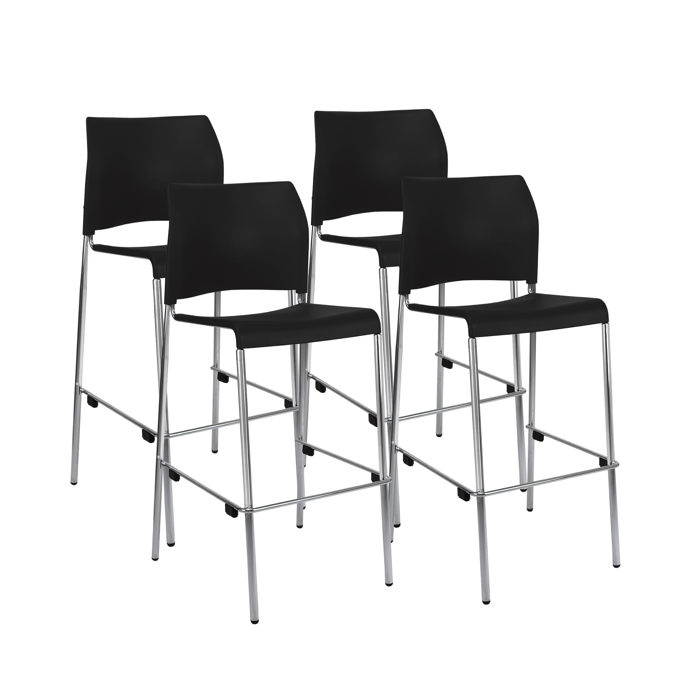 Hampden Furnishings Jody Collection Black Plastic Stackable Bar Stools, 30-Inch, Pack of 4
