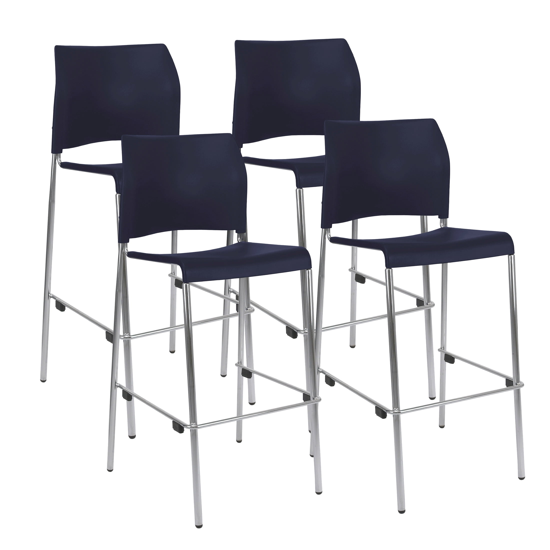 Hampden Furnishings Jody Collection Blue Plastic Stackable Bar Stools, 30-Inch, Pack of 4