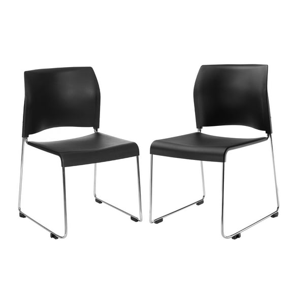 Hampden Furnishings Jody Collection Plastic Stack Chair, Black, Pack of 2