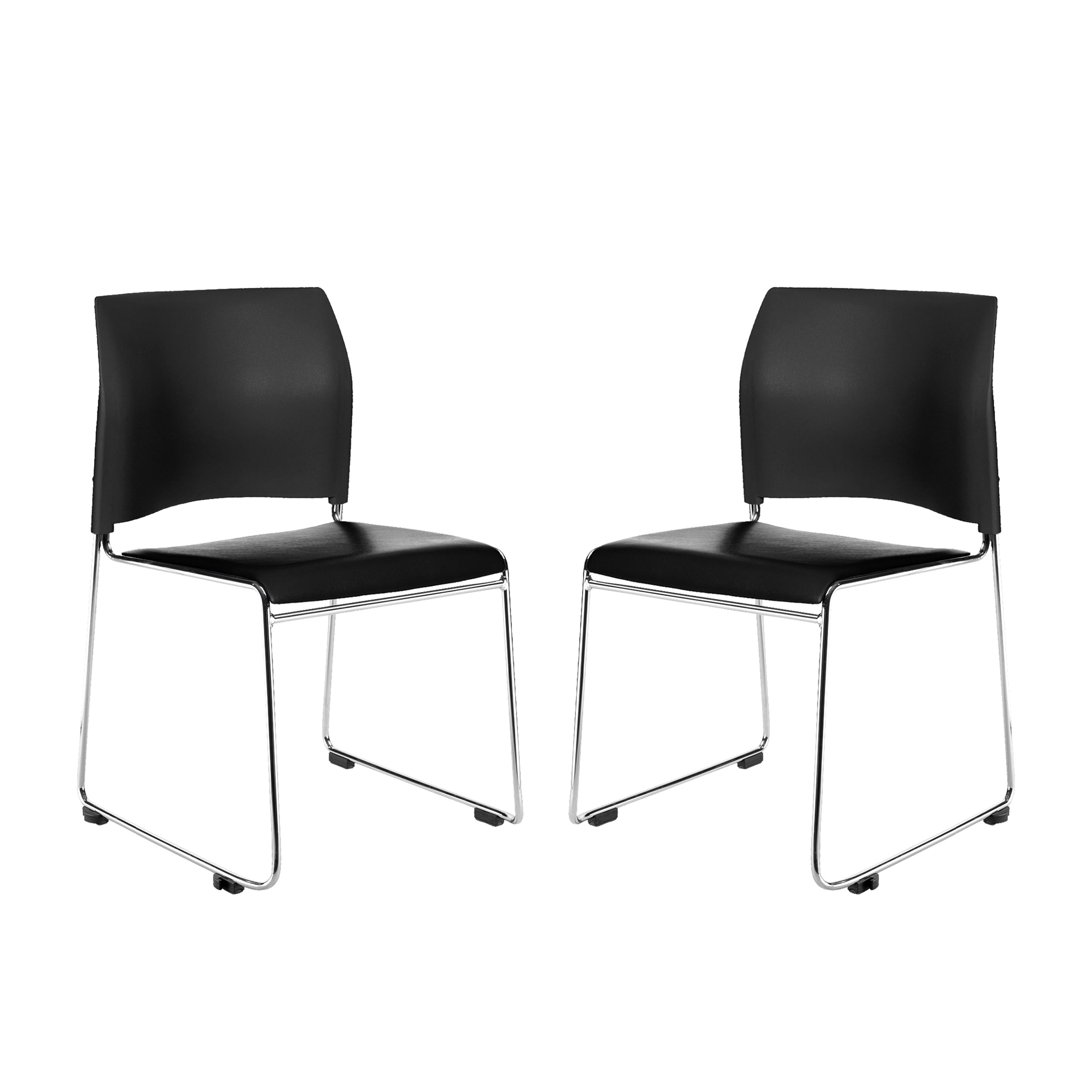 Hampden Furnishings Jody Collection Vinyl Padded Stack Chair, Black, Pack of 2