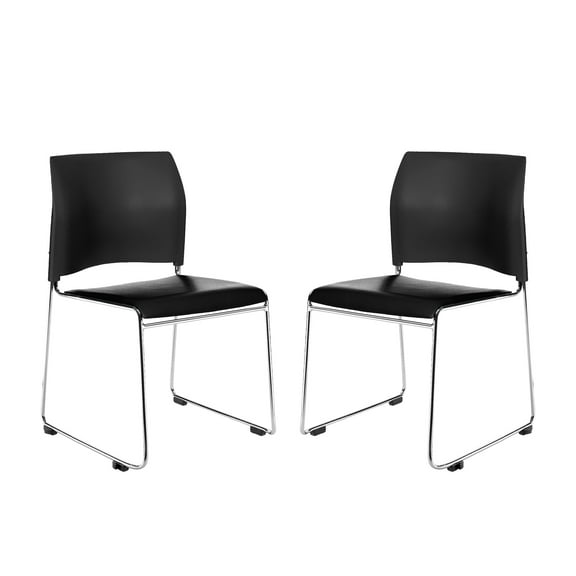 Hampden Furnishings Jody Collection Vinyl Padded Stack Chair, Black, Pack of 2