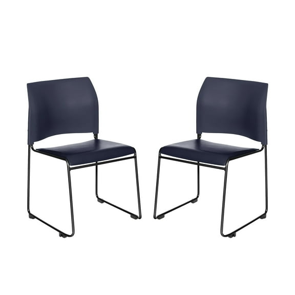 Hampden Furnishings Jody Collection Vinyl Padded Stack Chair, Blue, Pack of 2