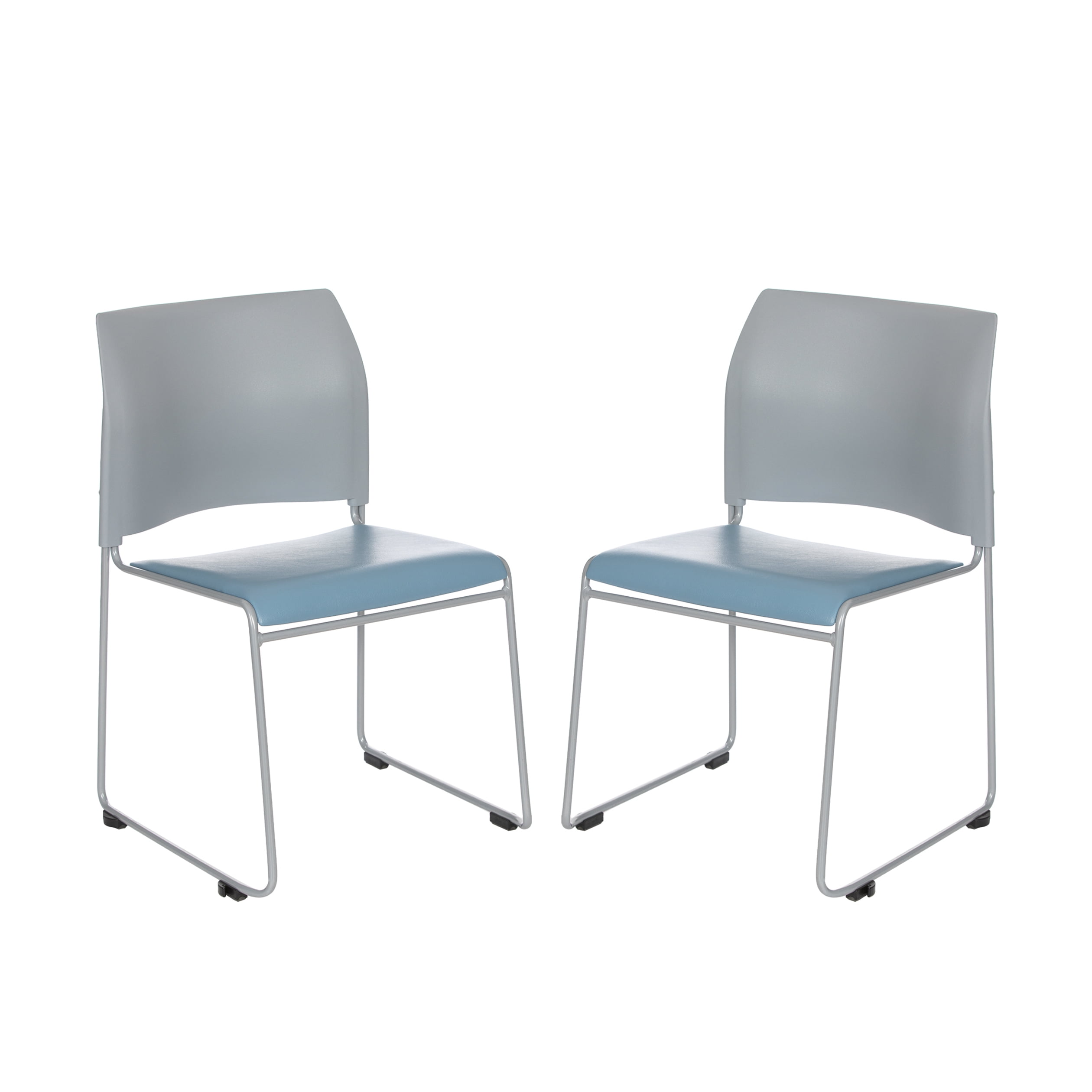 Hampden Furnishings Jody Collection Vinyl Padded Stack Chair, Grey/Blue, Pack of 2