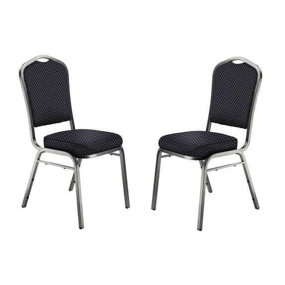 Hampden Furnishings Lila Collection Fabric Banquet Chair, Diamond Navy, Pack of 2