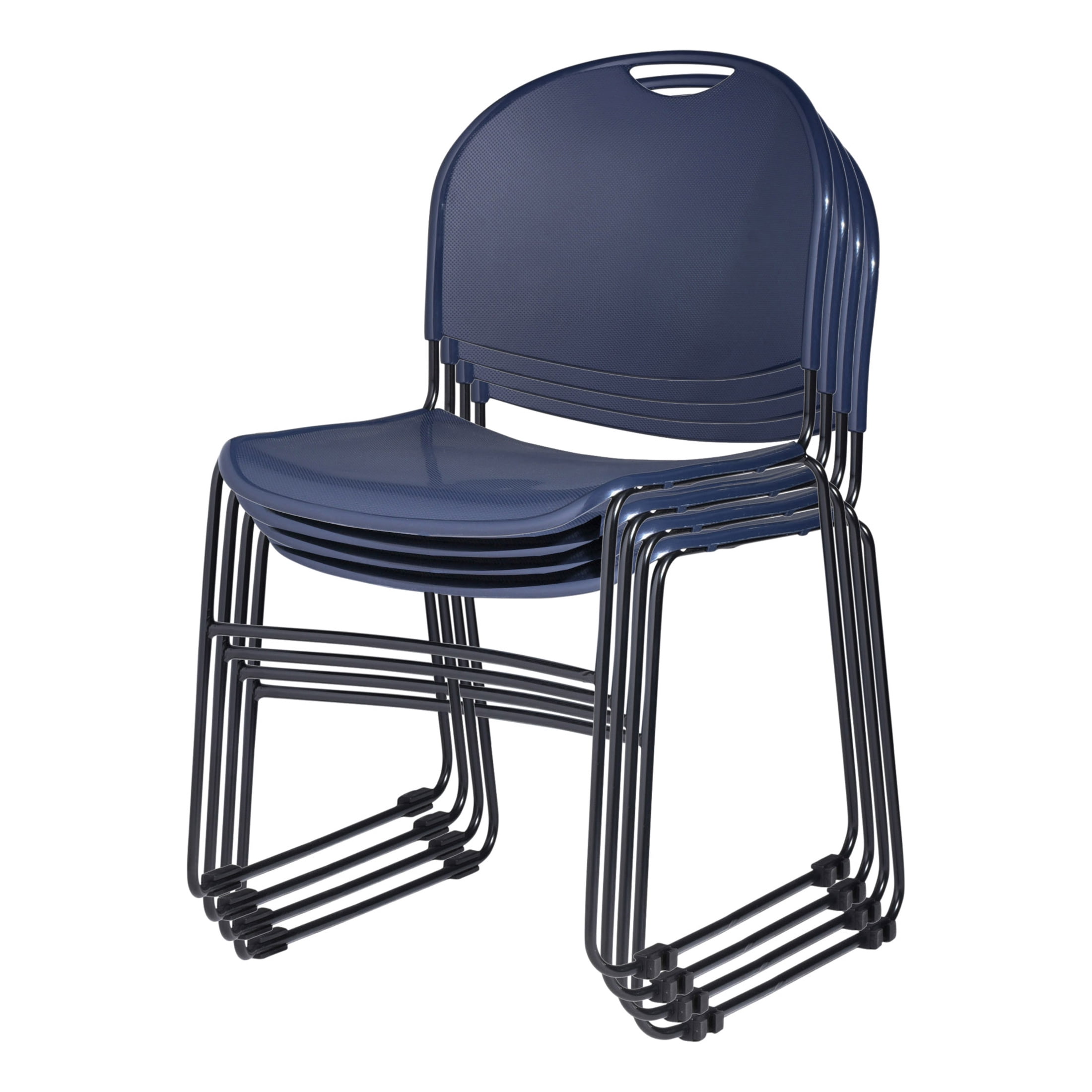Hampden Furnishings Naomi Basics Navy Blue Stack Chair, Polypropylene, Set of 4