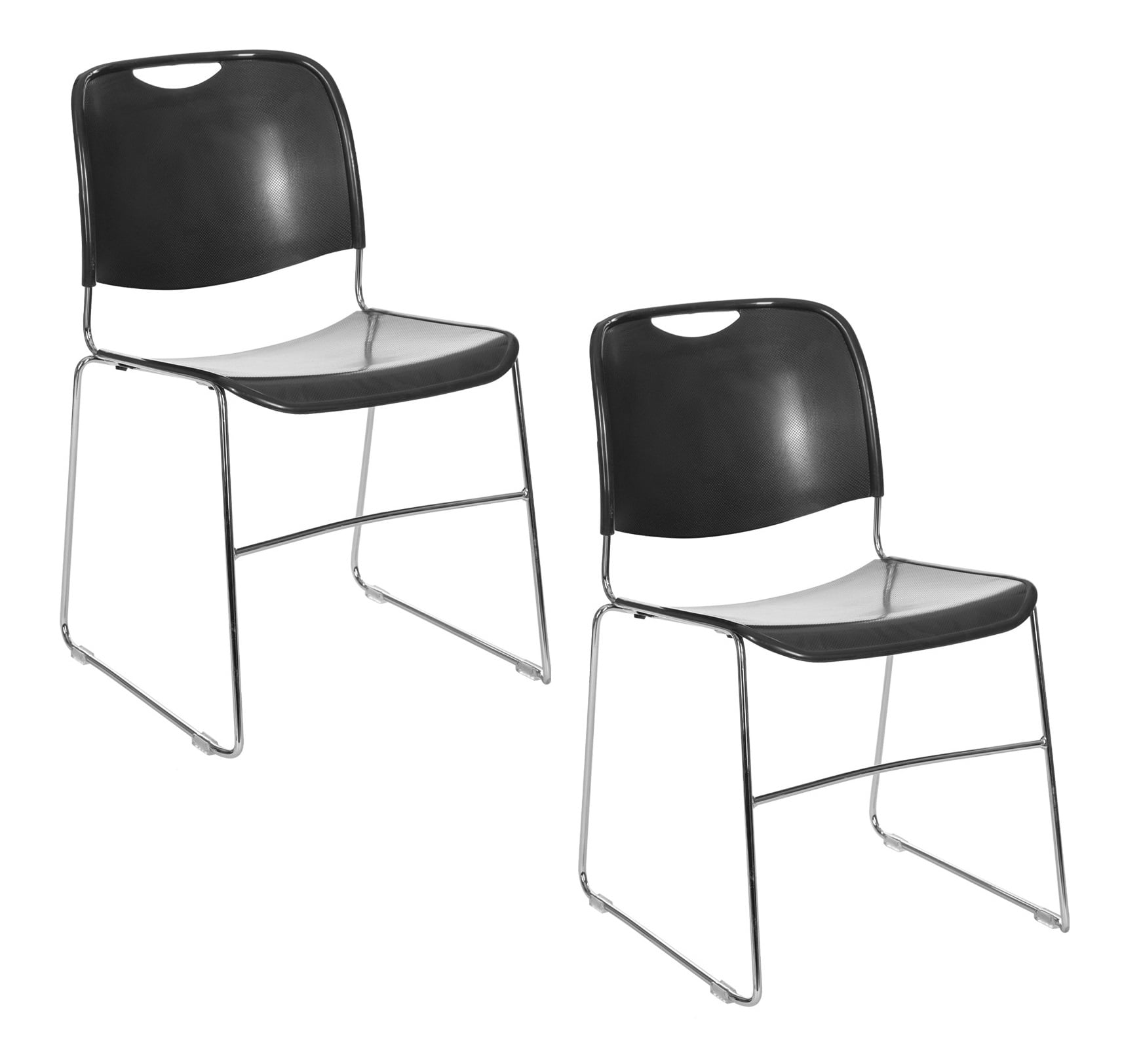 Hampden Furnishings Naomi Collection Premium Sled Style Base Stack Chair, Black, Pack of 2