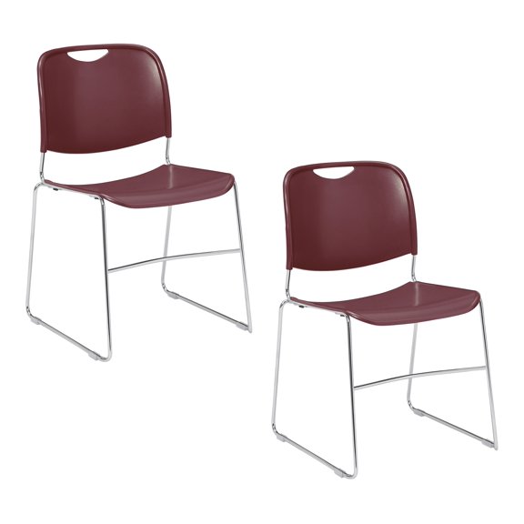 Hampden Furnishings Naomi Collection Premium Sled Base Style Stack Chair, Wine, Pack of 2