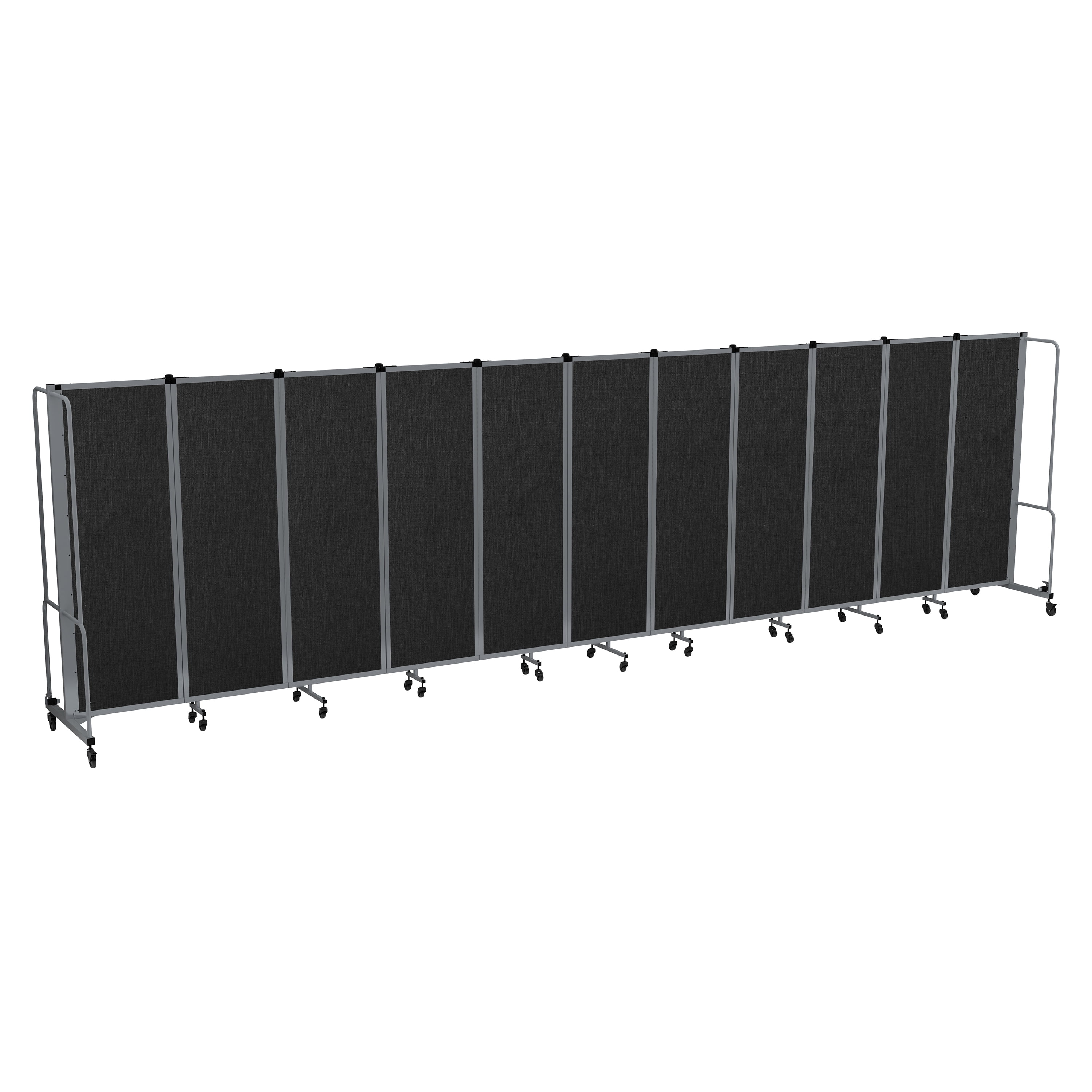 Hampden Furnishings Otis Collection Portable Room Divider, 11 Black Panels, Grey Frame