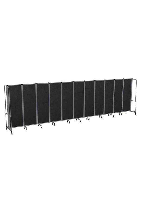 Otis Collection Portable Room Divider, 11 Black Panels, Grey Frame