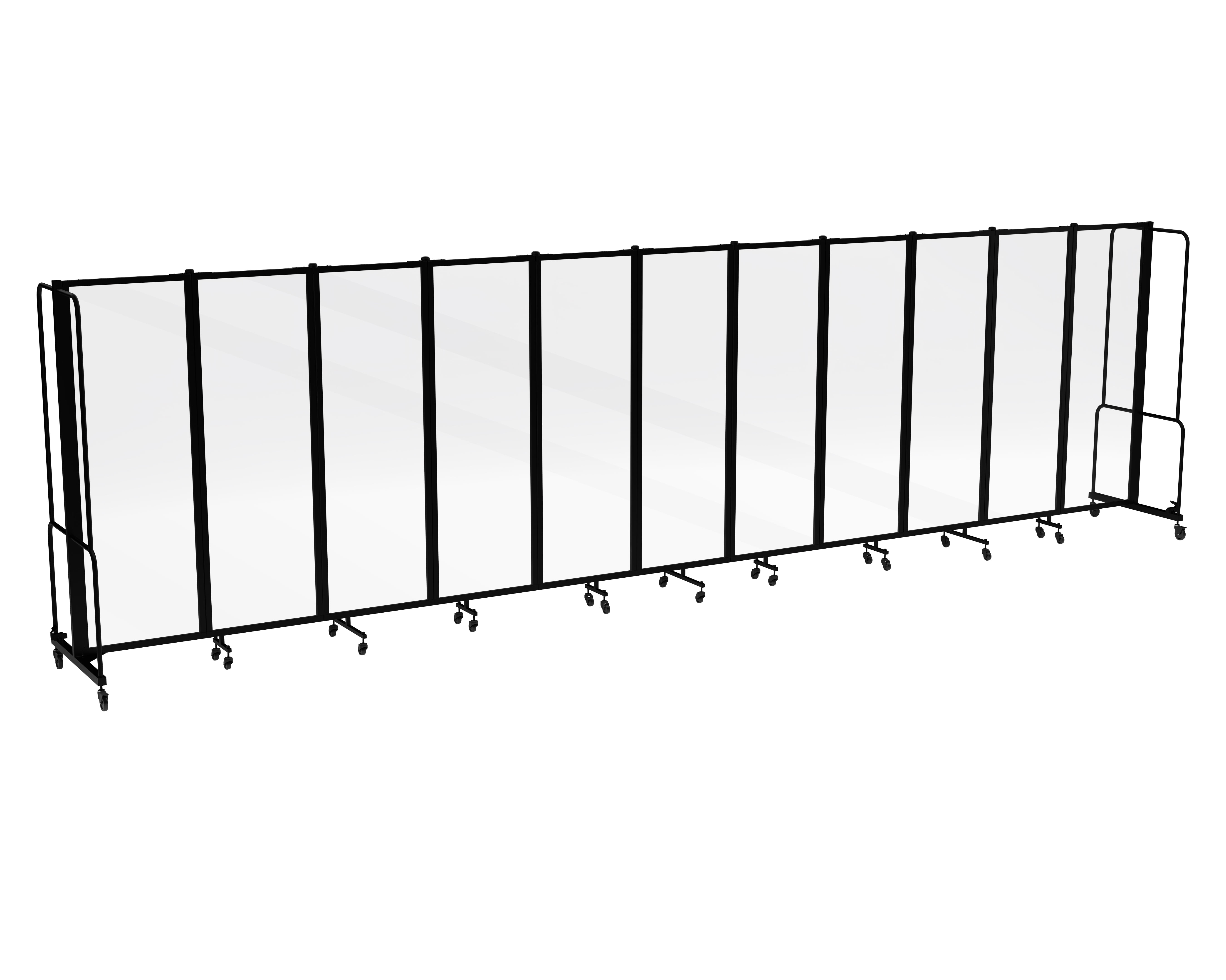 Hampden Furnishings Otis Collection Portable Room Divider, 11 Transparent Panels, Black Frame