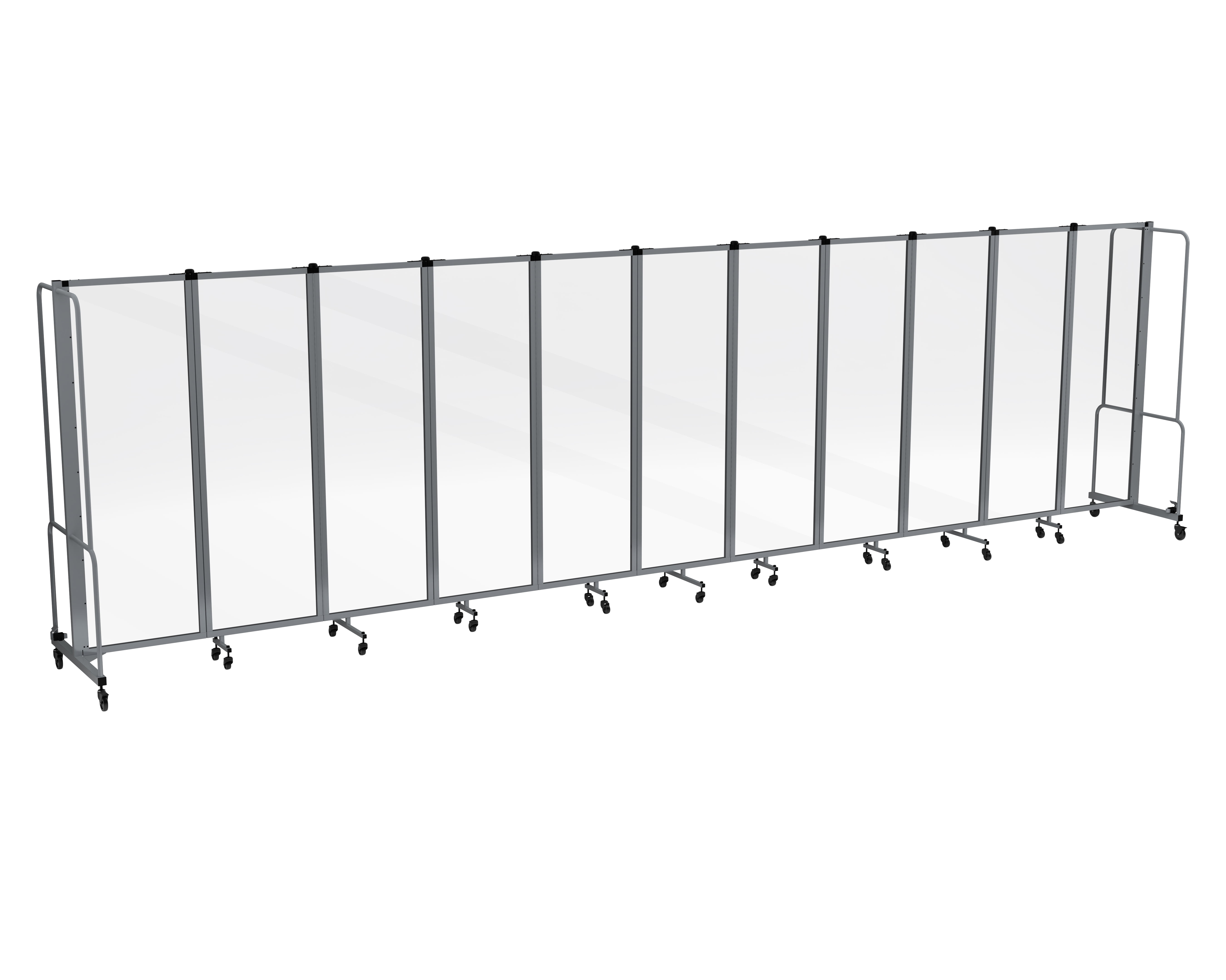 Hampden Furnishings Otis Collection Portable Room Divider, 11 Transparent Panels, Grey Frame