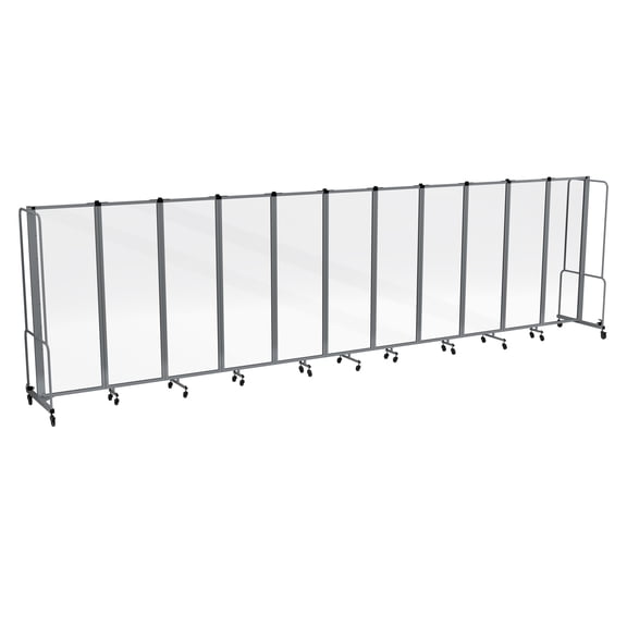 Hampden Furnishings Otis Collection Portable Room Divider, 11 Transparent Panels, Grey Frame