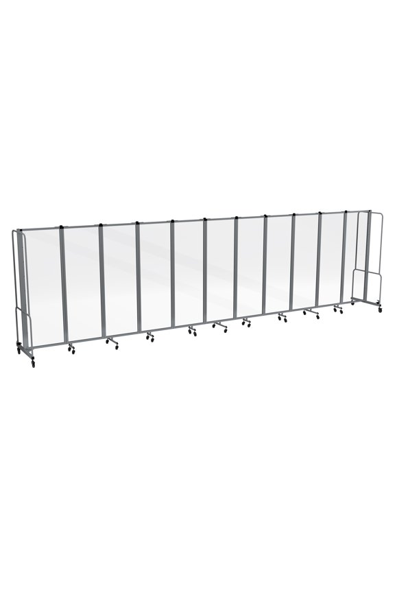 Otis Collection Portable Room Divider, 11 Transparent Panels, Grey Frame