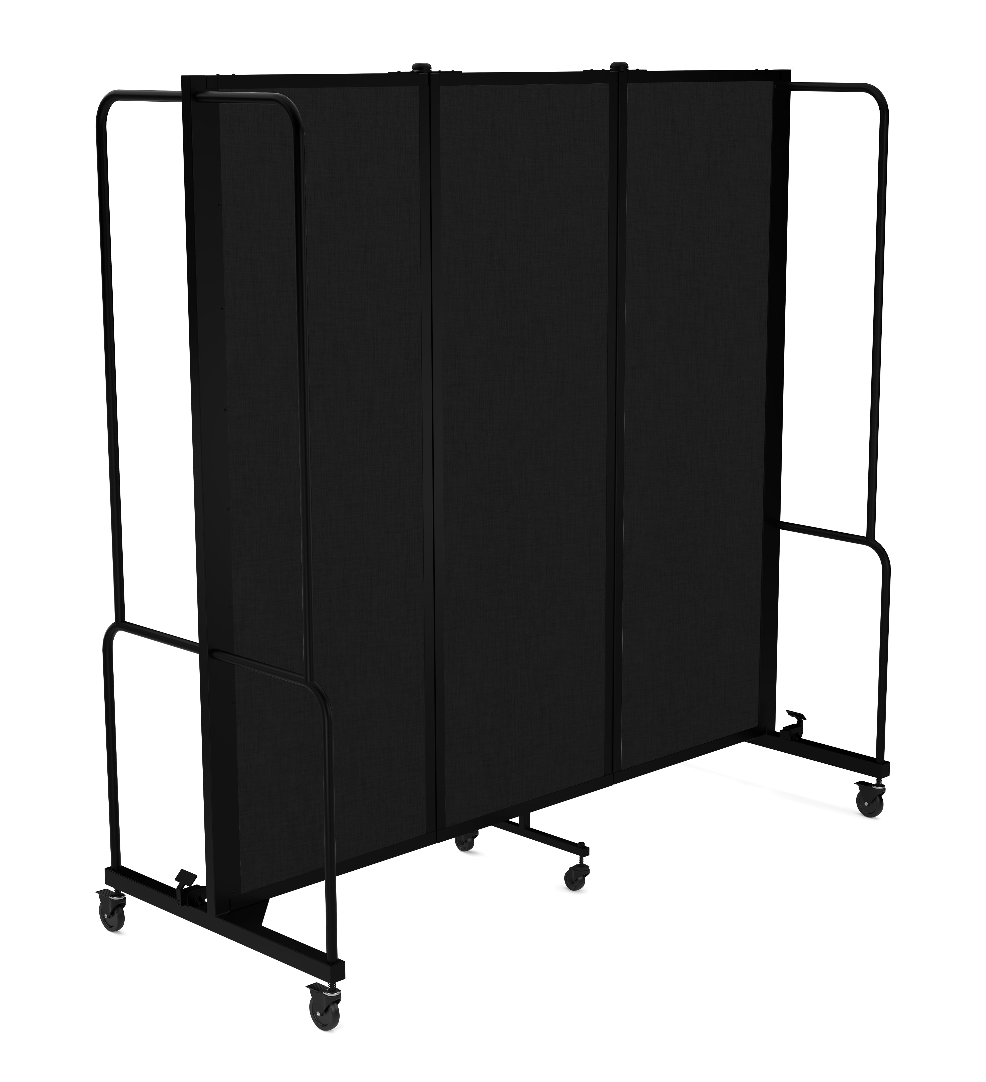 Hampden Furnishings Otis Collection Portable Room Divider, 3 Black Panels, Black Frame