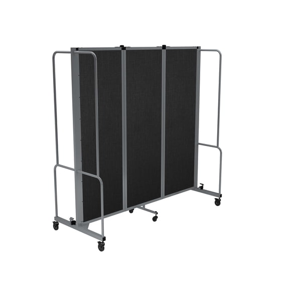 Hampden Furnishings Otis Collection Portable Room Divider, 3 Black Panels, Grey Frame