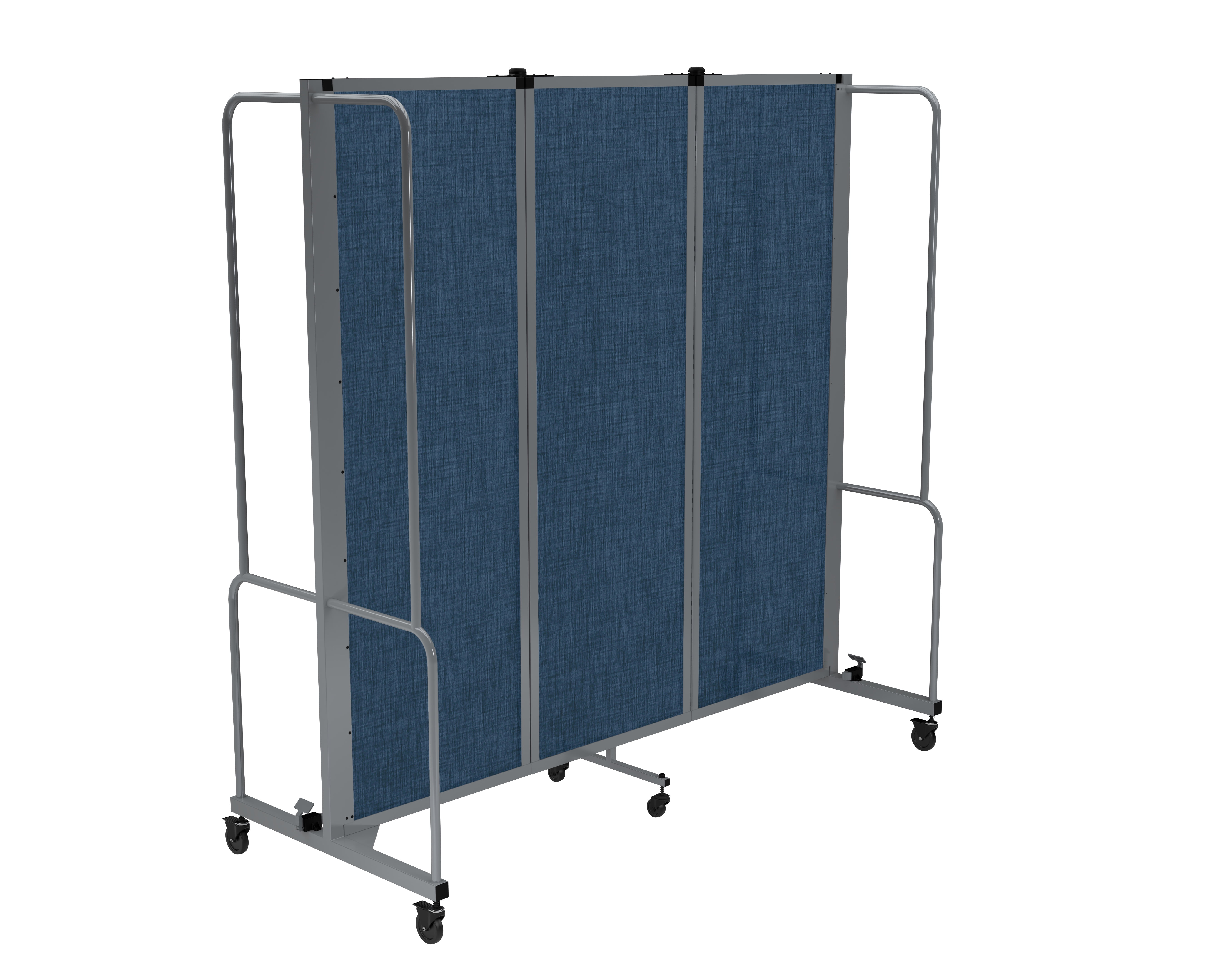 Hampden Furnishings Otis Collection Portable Room Divider, 3 Blue Panels, Grey Frame