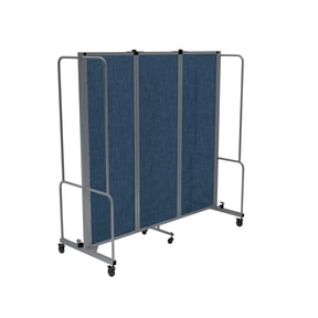 Hampden Furnishings Otis Collection Portable Room Divider, 3 Blue Panels, Grey Frame