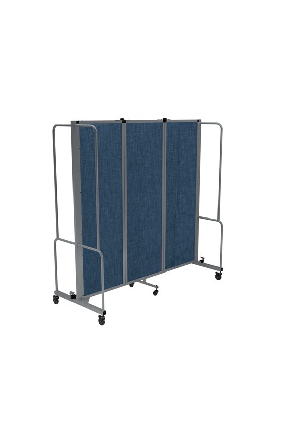 Otis Collection Portable Room Divider, 3 Blue Panels, Grey Frame