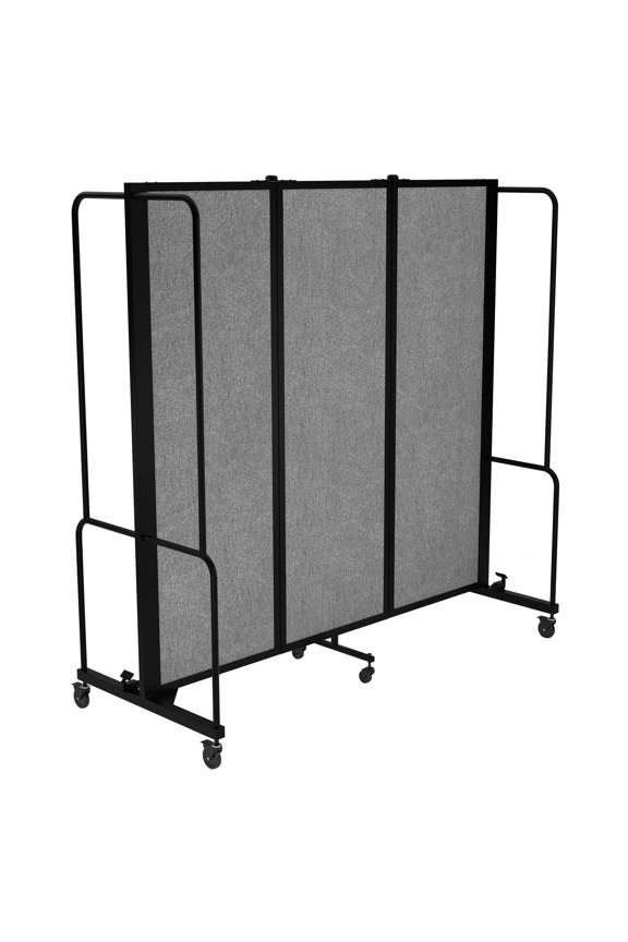 Otis Collection Portable Room Divider, 3 Grey Panels, Black Frame