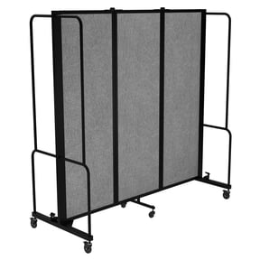 Hampden Furnishings Otis Collection Portable Room Divider, 3 Grey Panels, Black Frame
