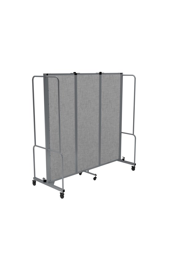 Otis Collection Portable Room Divider, 3 Grey Panels, Grey Frame