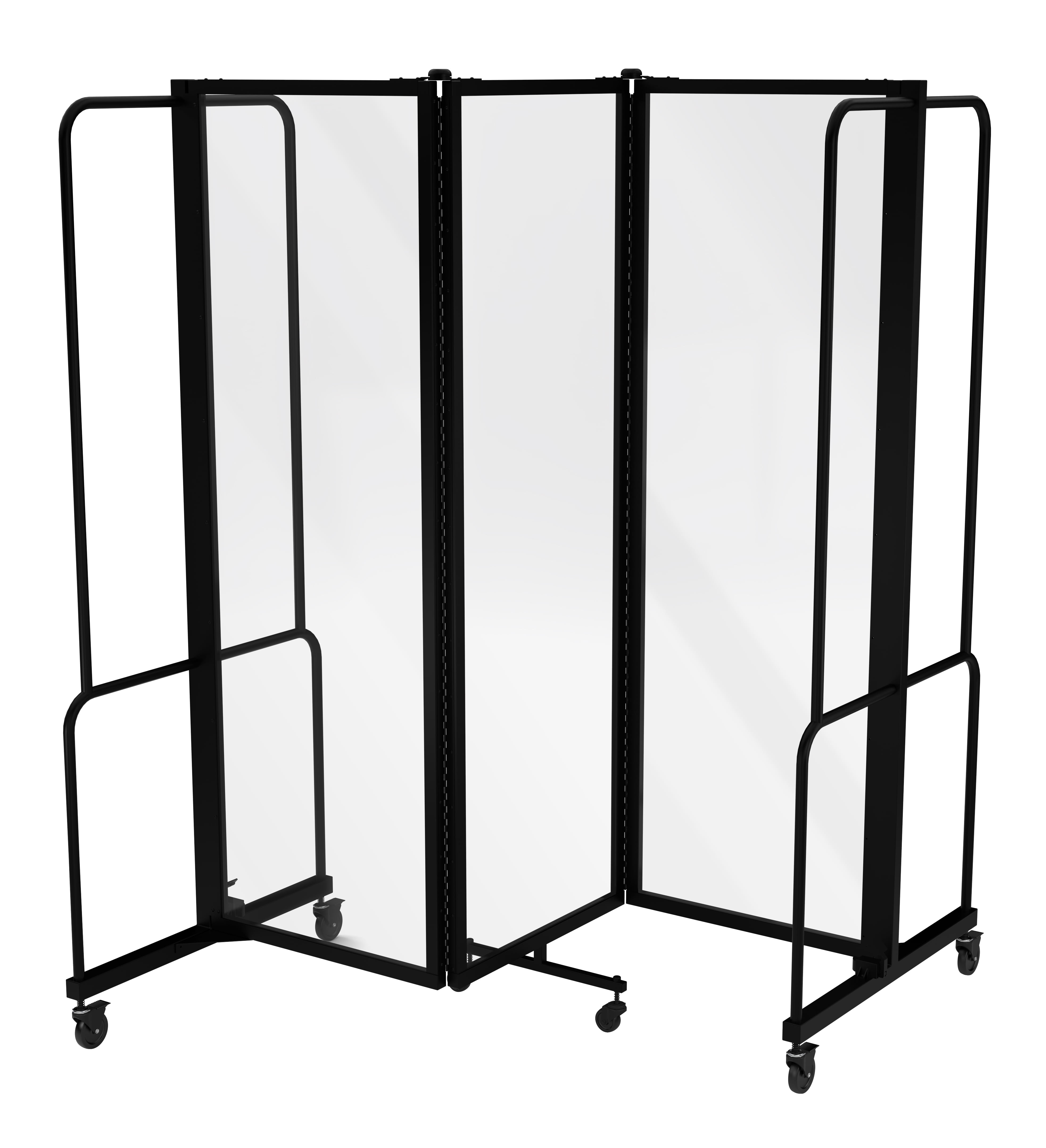 Hampden Furnishings Otis Collection Portable Room Divider, 3 Transparent Panels, Black Frame