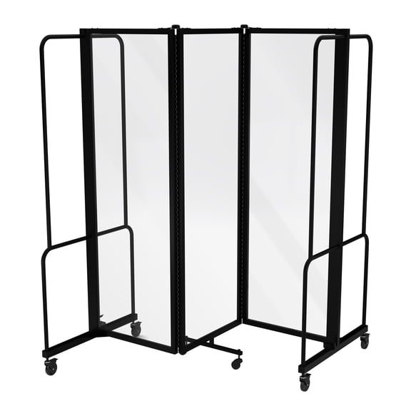 Hampden Furnishings Otis Collection Portable Room Divider, 3 Transparent Panels, Black Frame