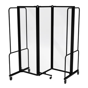 Hampden Furnishings Otis Collection Portable Room Divider, 3 Transparent Panels, Black Frame
