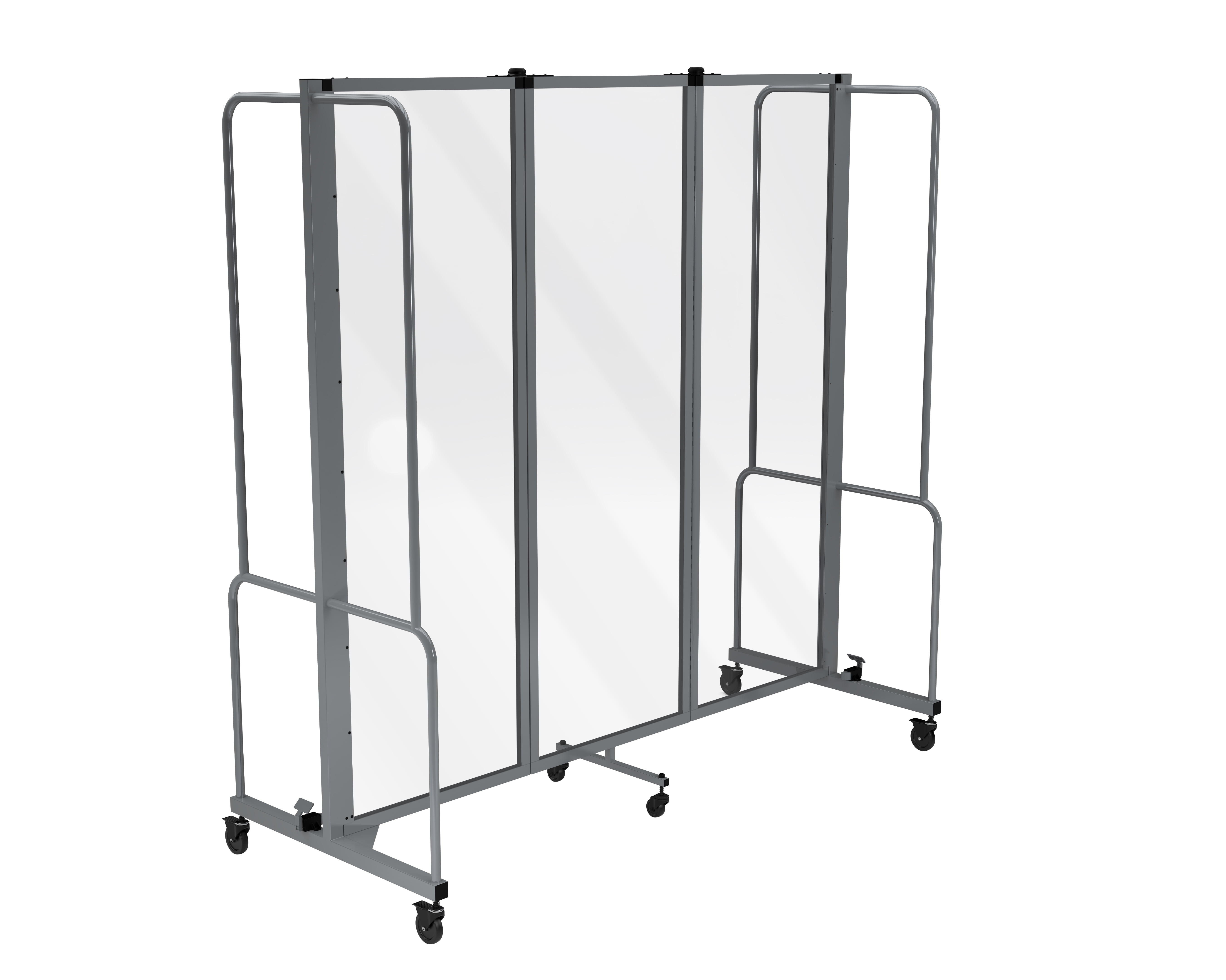 Hampden Furnishings Otis Collection Portable Room Divider, 3 Transparent Panels, Grey Frame