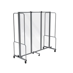 Hampden Furnishings Otis Collection Portable Room Divider, 3 Transparent Panels, Grey Frame