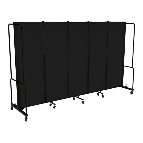 Hampden Furnishings Otis Collection Portable Room Divider, 5 Black Panels, Black Frame