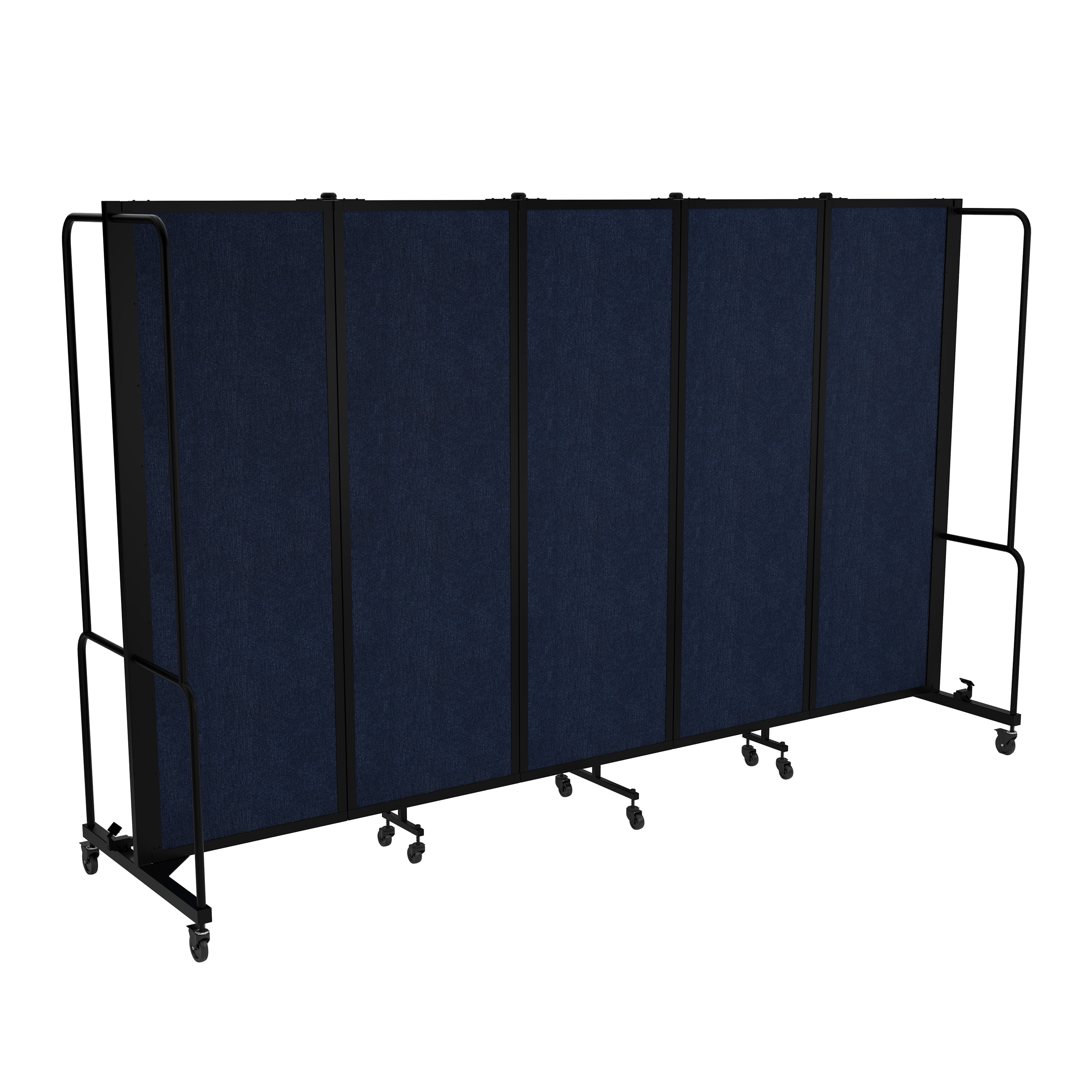Hampden Furnishings Otis Collection Portable Room Divider, 5 Blue Panels, Black Frame