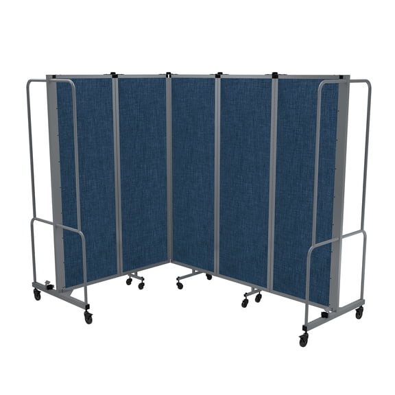 Hampden Furnishings Otis Collection Portable Room Divider, 5 Blue Panels, Grey Frame