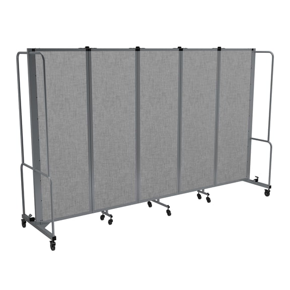 Hampden Furnishings Otis Collection Portable Room Divider, 5 Grey Panels, Grey Frame