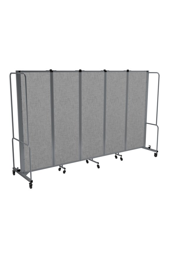 Otis Collection Portable Room Divider, 5 Grey Panels, Grey Frame