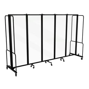 Hampden Furnishings Otis Collection Portable Room Divider, 5 Transparent Panels, Black Frame