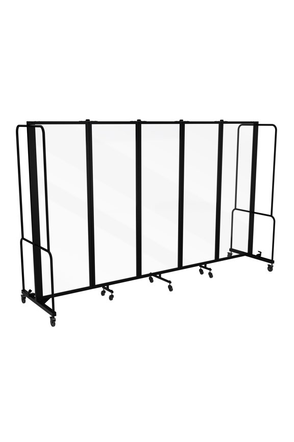Otis Collection Portable Room Divider, 5 Transparent Panels, Black Frame