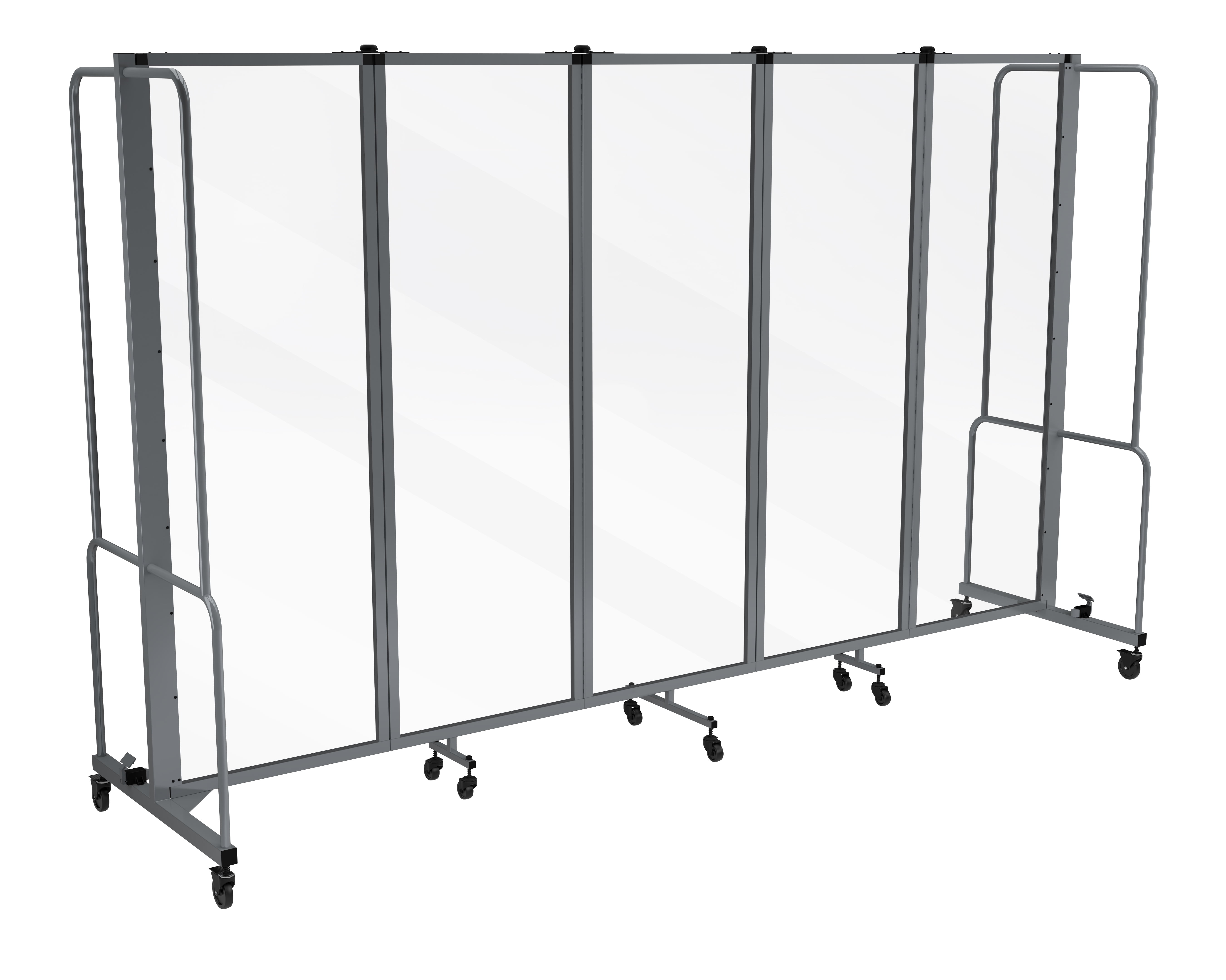 Hampden Furnishings Otis Collection Portable Room Divider, 5 Transparent Panels, Grey Frame