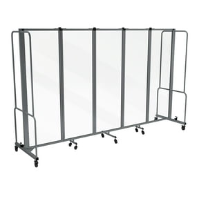 Hampden Furnishings Otis Collection Portable Room Divider, 5 Transparent Panels, Grey Frame