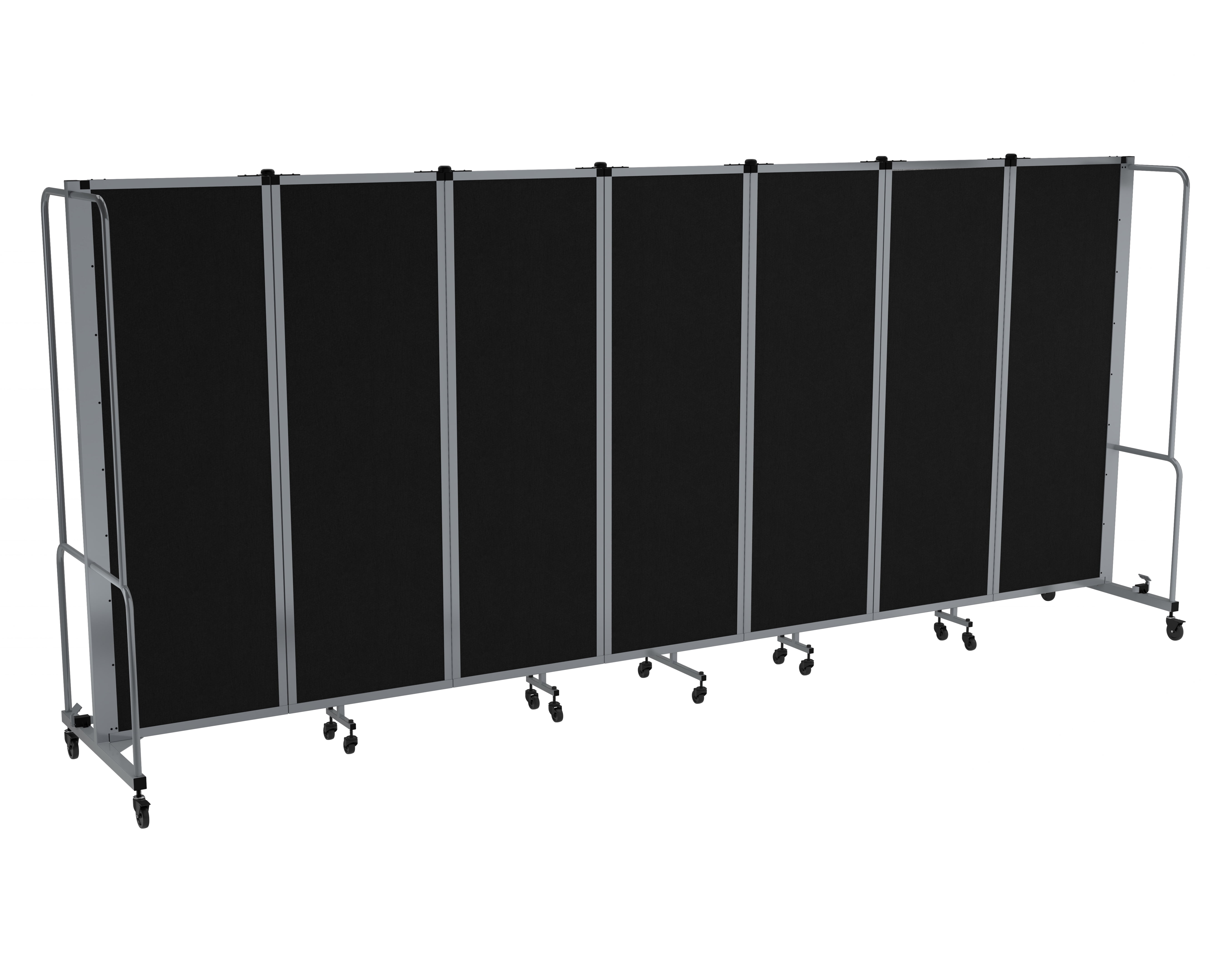 Hampden Furnishings Otis Collection Portable Room Divider, 7 Black Panels, Grey Frame
