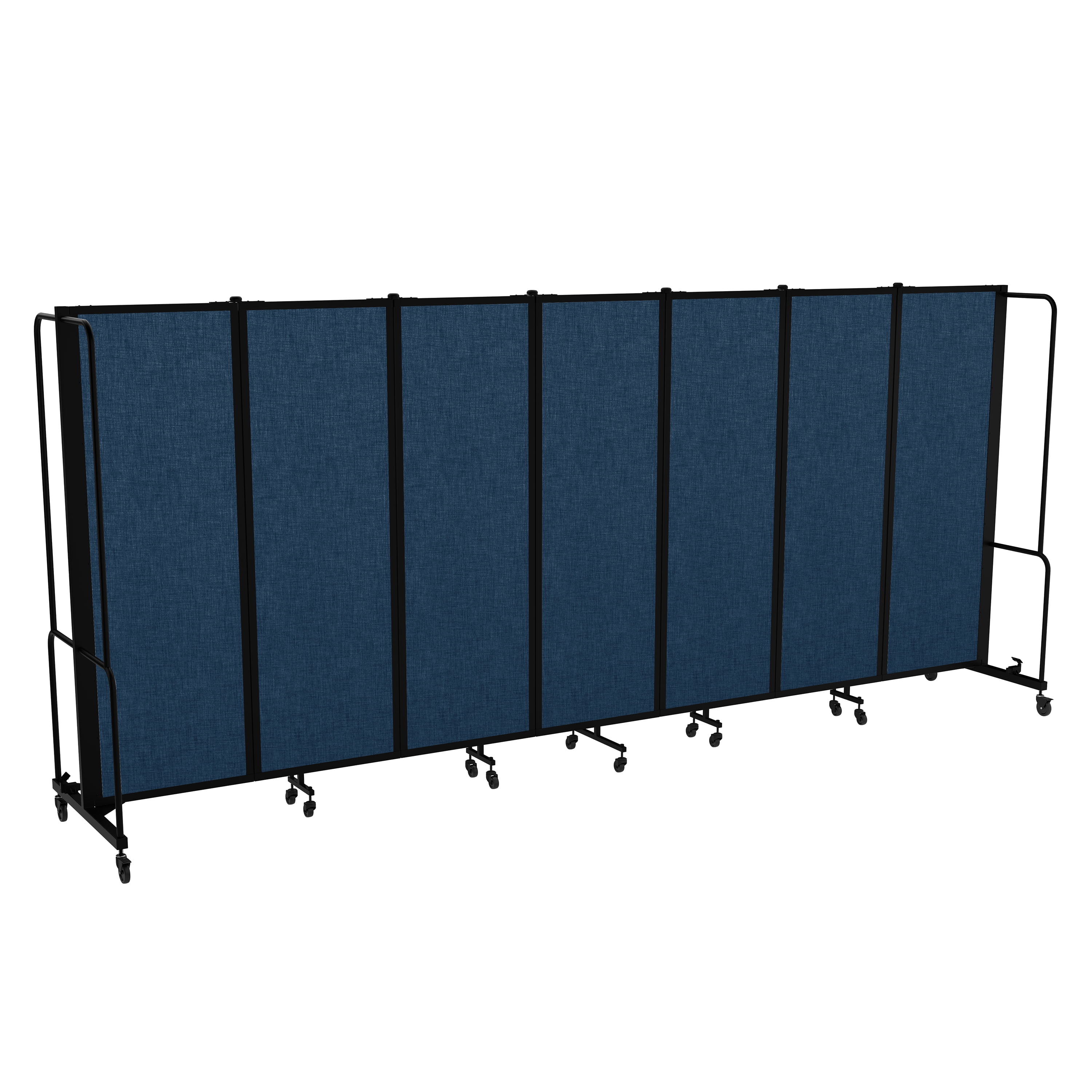 Hampden Furnishings Otis Collection Portable Room Divider, 7 Blue Panels, Black Frame