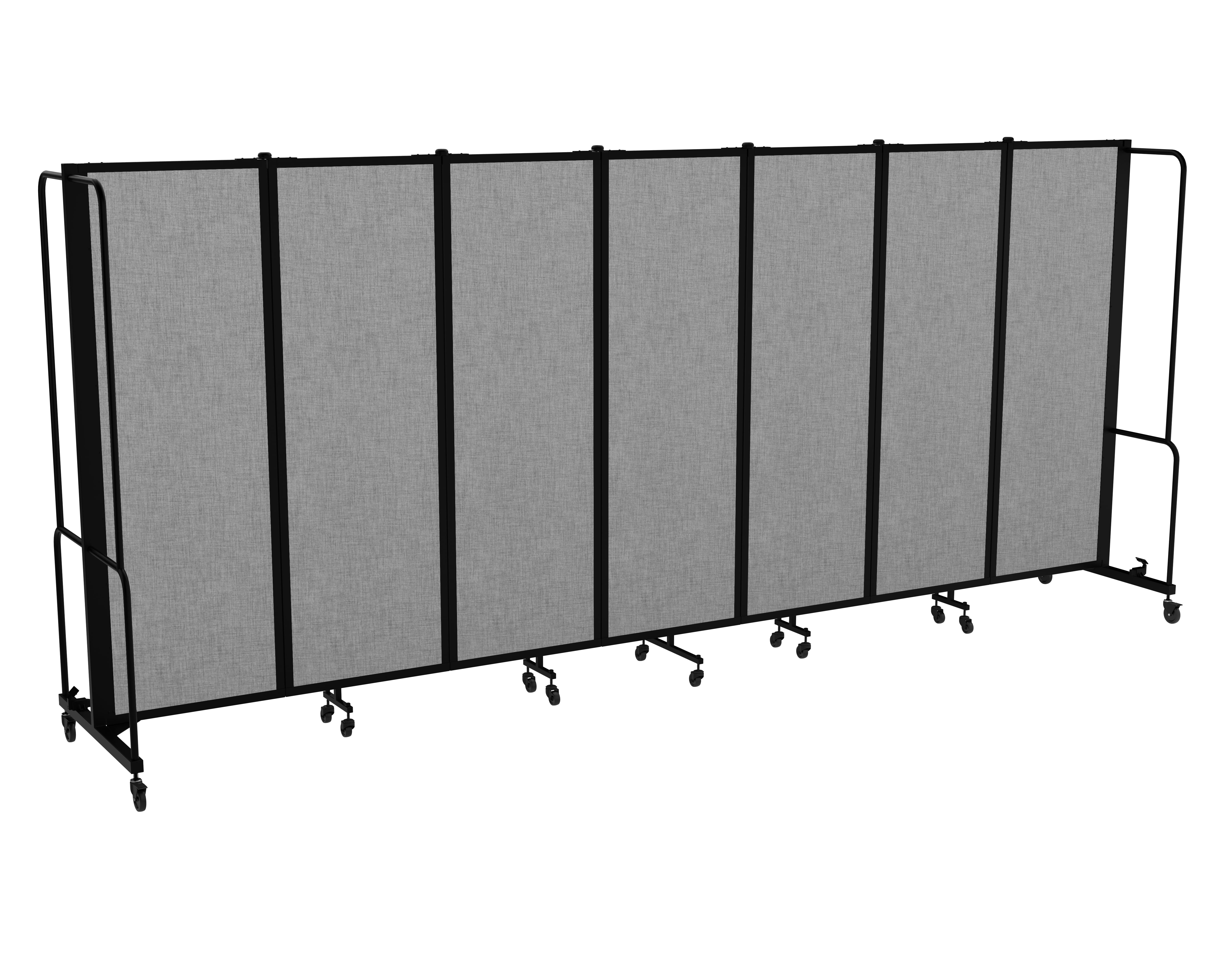 Hampden Furnishings Otis Collection Portable Room Divider, 7 Grey Panels, Black Frame