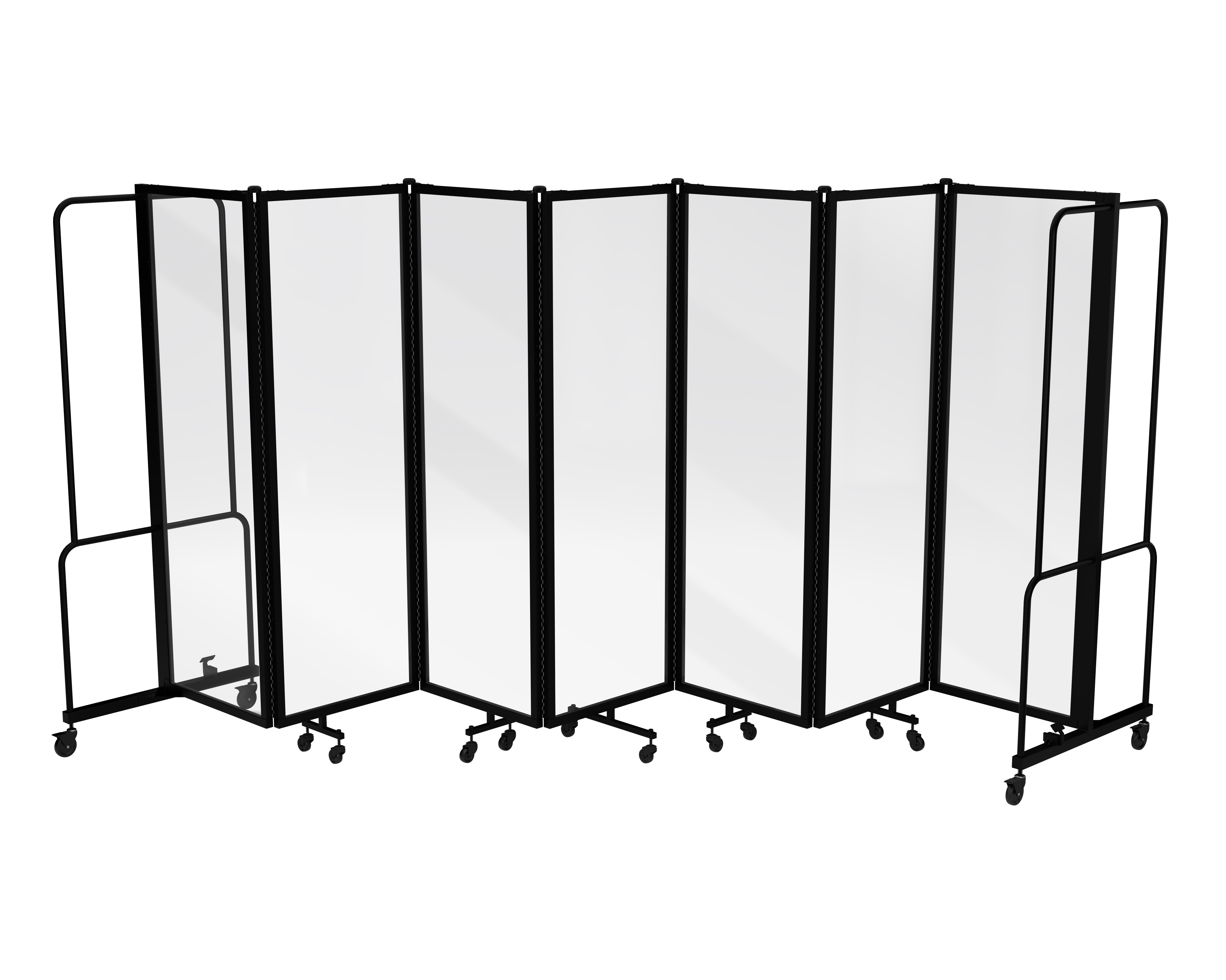 Hampden Furnishings Otis Collection Portable Room Divider, 7 Transparent Panels, Black Frame