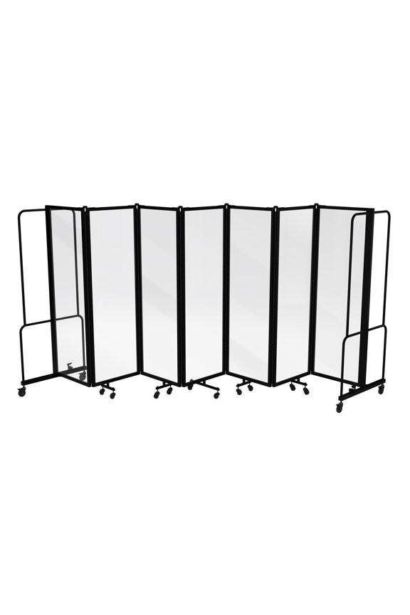 Otis Collection Portable Room Divider, 7 Transparent Panels, Black Frame