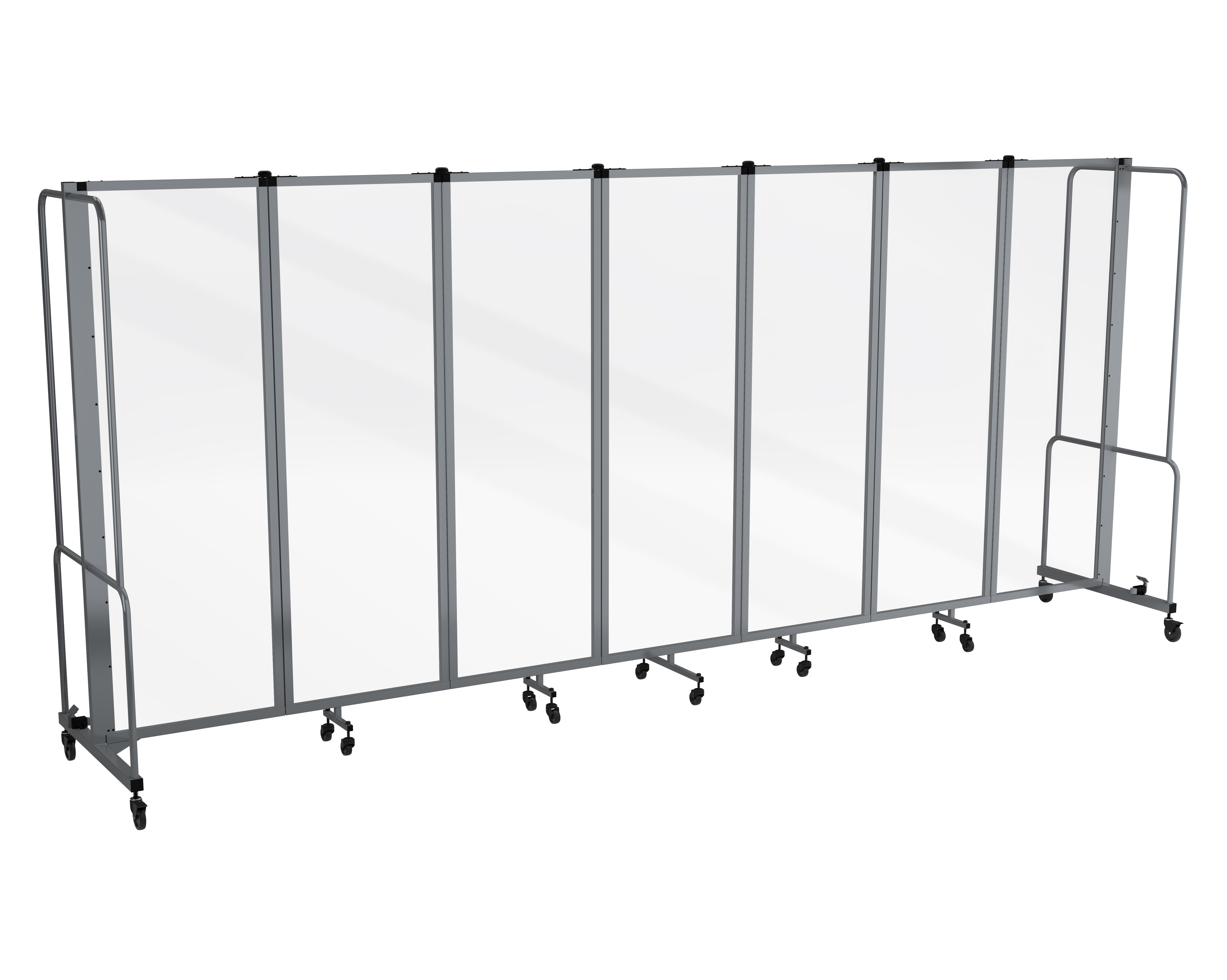 Hampden Furnishings Otis Collection Portable Room Divider, 7 Transparent Panels, Grey Frame