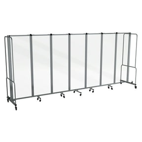 Hampden Furnishings Otis Collection Portable Room Divider, 7 Transparent Panels, Grey Frame