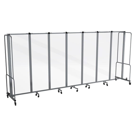 Hampden Furnishings Otis Collection Portable Room Divider, 7 Transparent Panels, Grey Frame