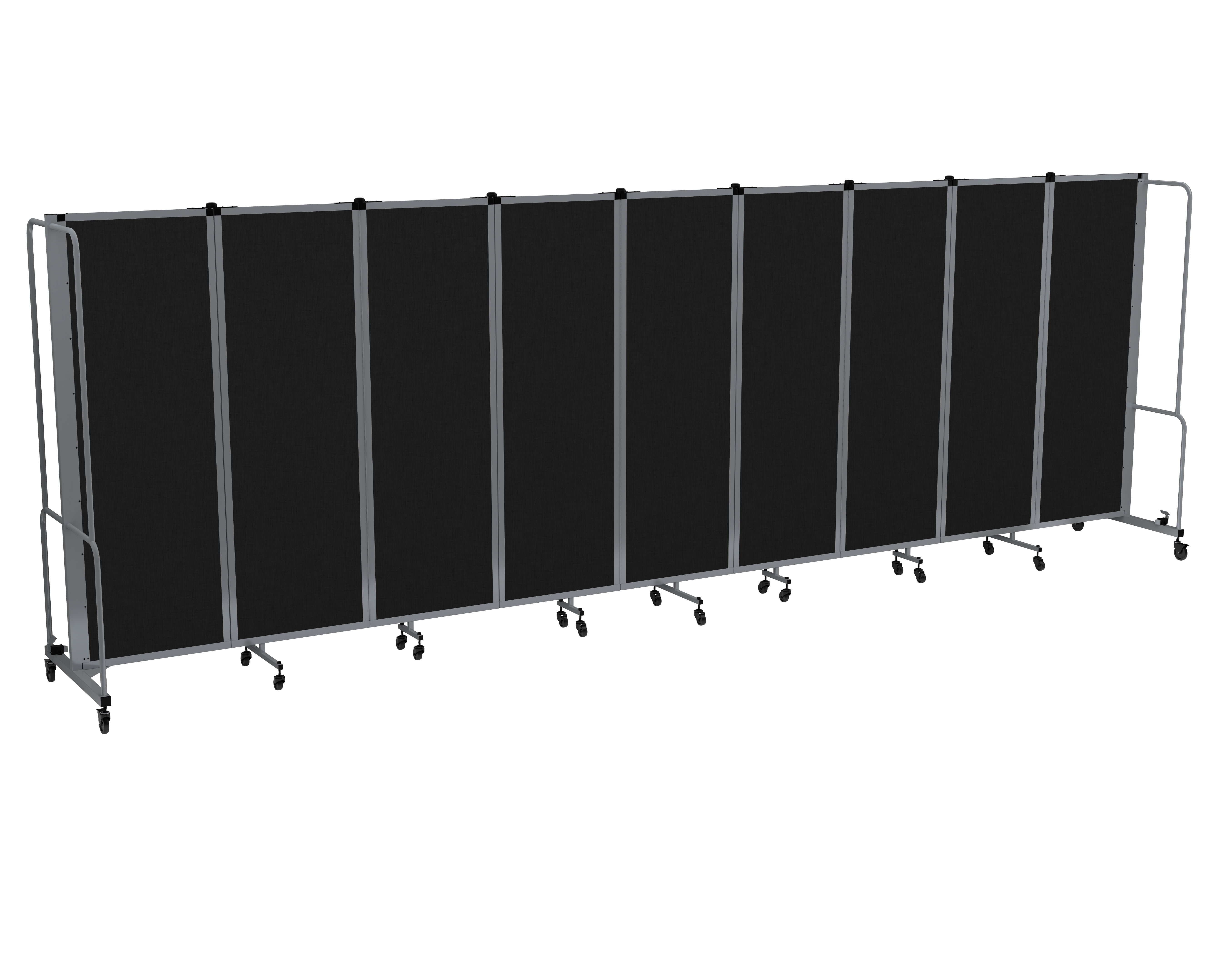 Hampden Furnishings Otis Collection Portable Room Divider, 9 Black Panels, Grey Frame