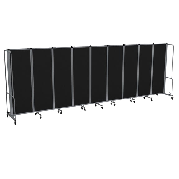 Hampden Furnishings Otis Collection Portable Room Divider, 9 Black Panels, Grey Frame
