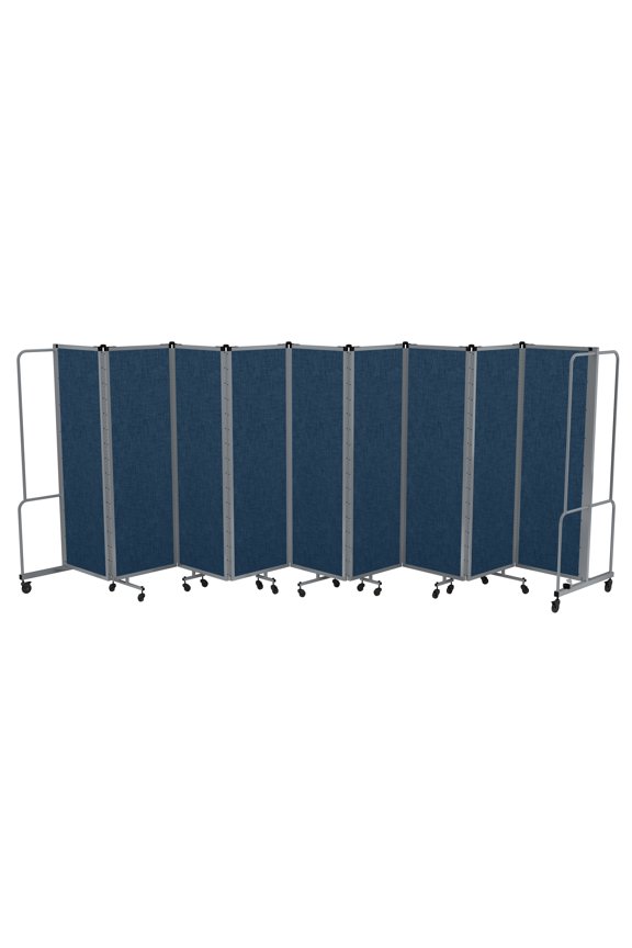 Otis Collection Portable Room Divider, 9 Blue Panels, Grey Frame